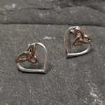 Celtic Heart Stud - Sterling Silver and Rose Gold Plated