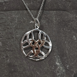 Celtic Round Pendant - Sterling Silver and Rose Gold Plated