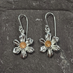 Daffodil Earrings - Sterling Silver with Rose Gold Plating