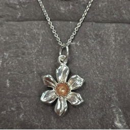 Daffodil Pendant - Sterling Silver with Rose Gold Plating