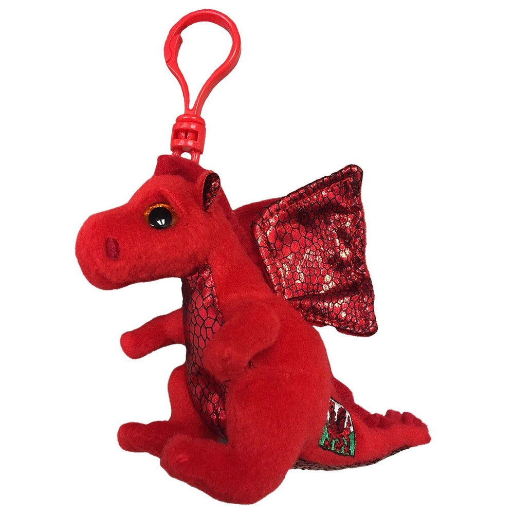 Small Red Dragon soft toy with clip on the head