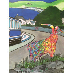 Llwythwch y ddelwedd i wyliwr yr Oriel, Print Goat Rainbow - Tramffordd - A3