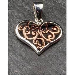 Image of Celtic Heart Silver and rose gold pendant