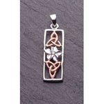 Celtic Rectangle Pendant - Sterling Silver with Rose Gold Plating