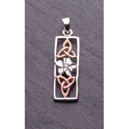 Image of silver and rose gold rectangle pendant