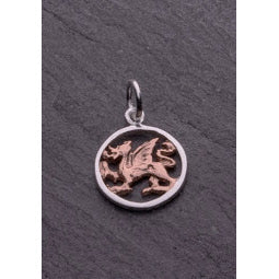 Welsh Dragon Pendant - Sterling Silver with Rose Gold Plating