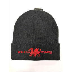 Llwythwch y ddelwedd i wyliwr yr Oriel, Delwedd o het sgïo Ddu gyda logo Cymru